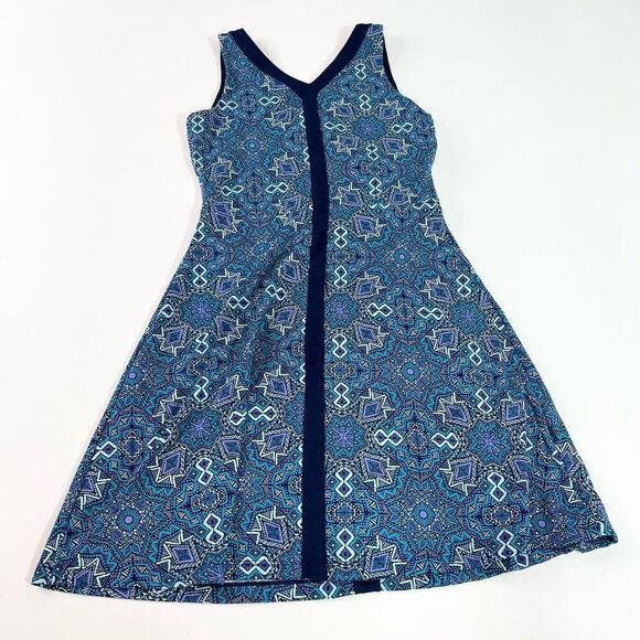 Title Nine Dress Womens Small Geometric Sleeveless Blue Athletic Pocket V Neck - Picture 8 of 10
